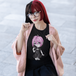 Gothest Baby Bat Sadako Kawaii Anime Chibi Goth Girl Unisex 100% Cotton Tee