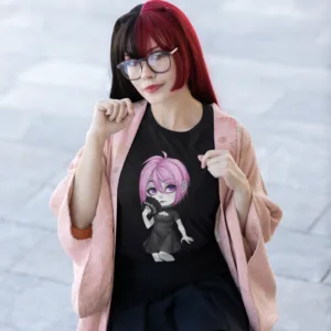 Gothest Baby Bat Sadako Kawaii Anime Chibi Goth Girl Unisex 100% Cotton Tee