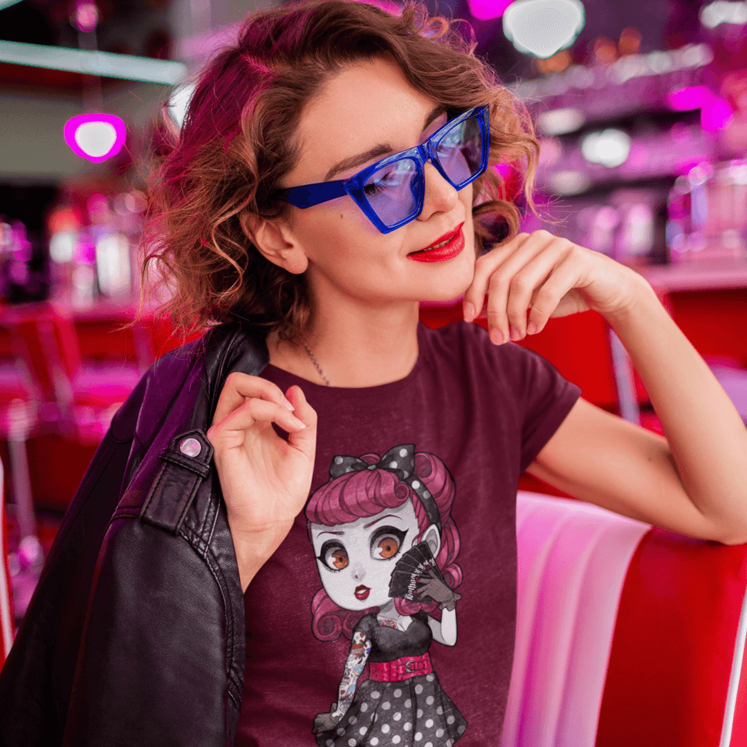 Gothest Gothabilly Kawaii Anime Chibi Goth Girl Unisex 100% Cotton Tee - Image 2