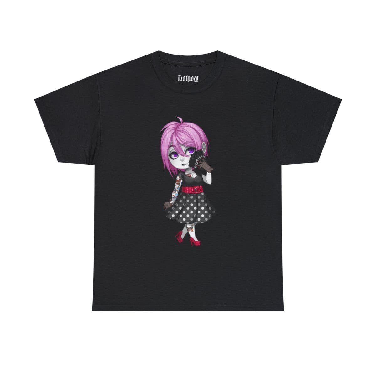Gothest Gothabilly Sadako Kawaii Anime Chibi Goth Girl Unisex 100% Cotton Tee - Image 3
