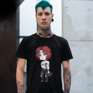 Gothest Emo Andro Kawaii Anime Chibi Goth Boy Unisex 100% Cotton Tee