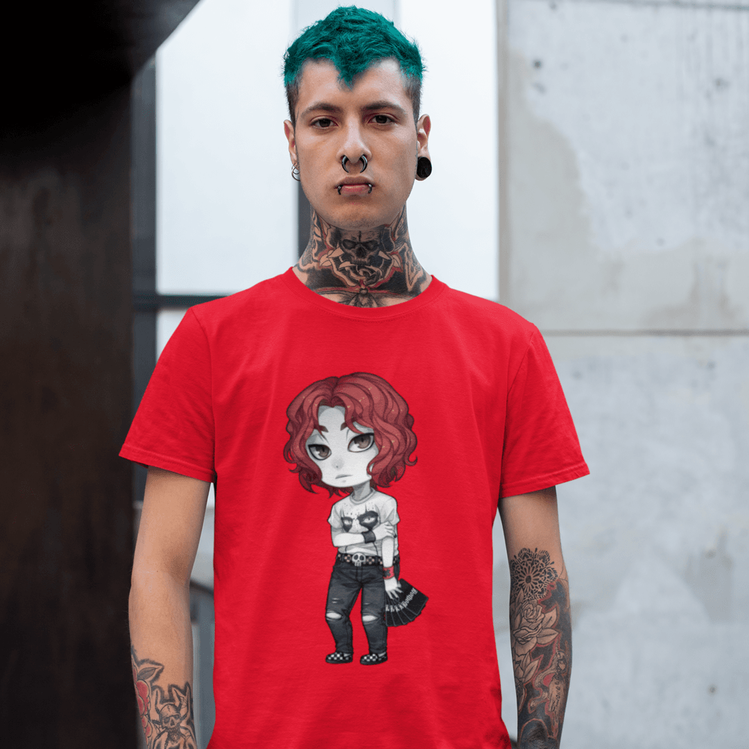 Gothest Emo Andro Kawaii Anime Chibi Goth Boy Unisex 100% Cotton Tee - Image 2