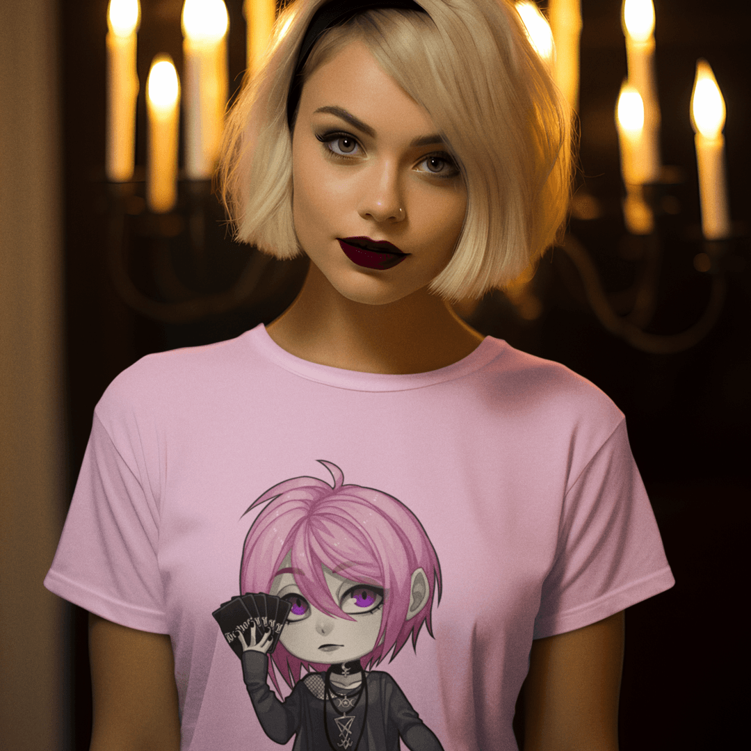 Gothest Witch Sadako Kawaii Anime Chibi Goth Girl (Glamour Form) Unisex 100% Cotton Tee - Image 2