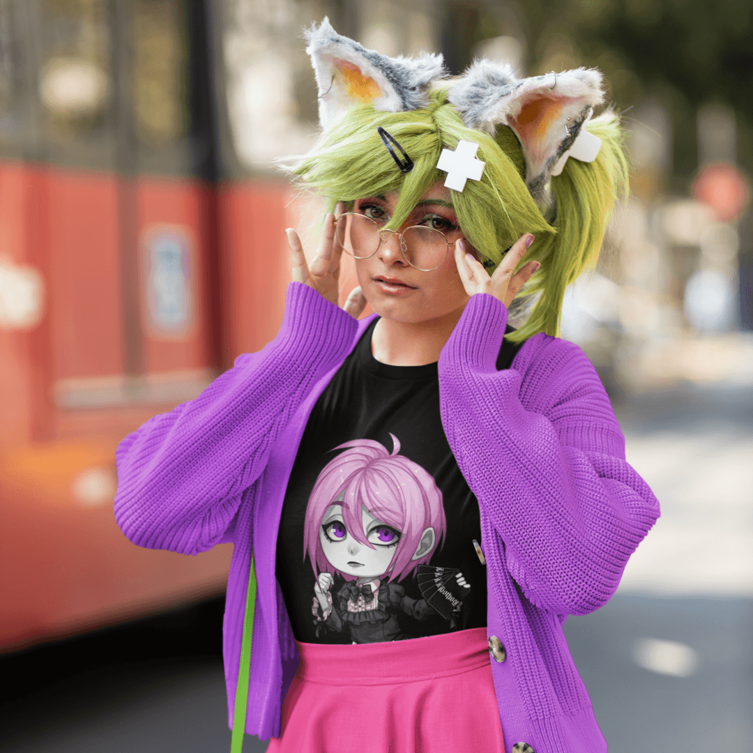 Gothest Gothloli Sadako Kawaii Anime Chibi Goth Girl Unisex 100% Cotton Tee - Image 3