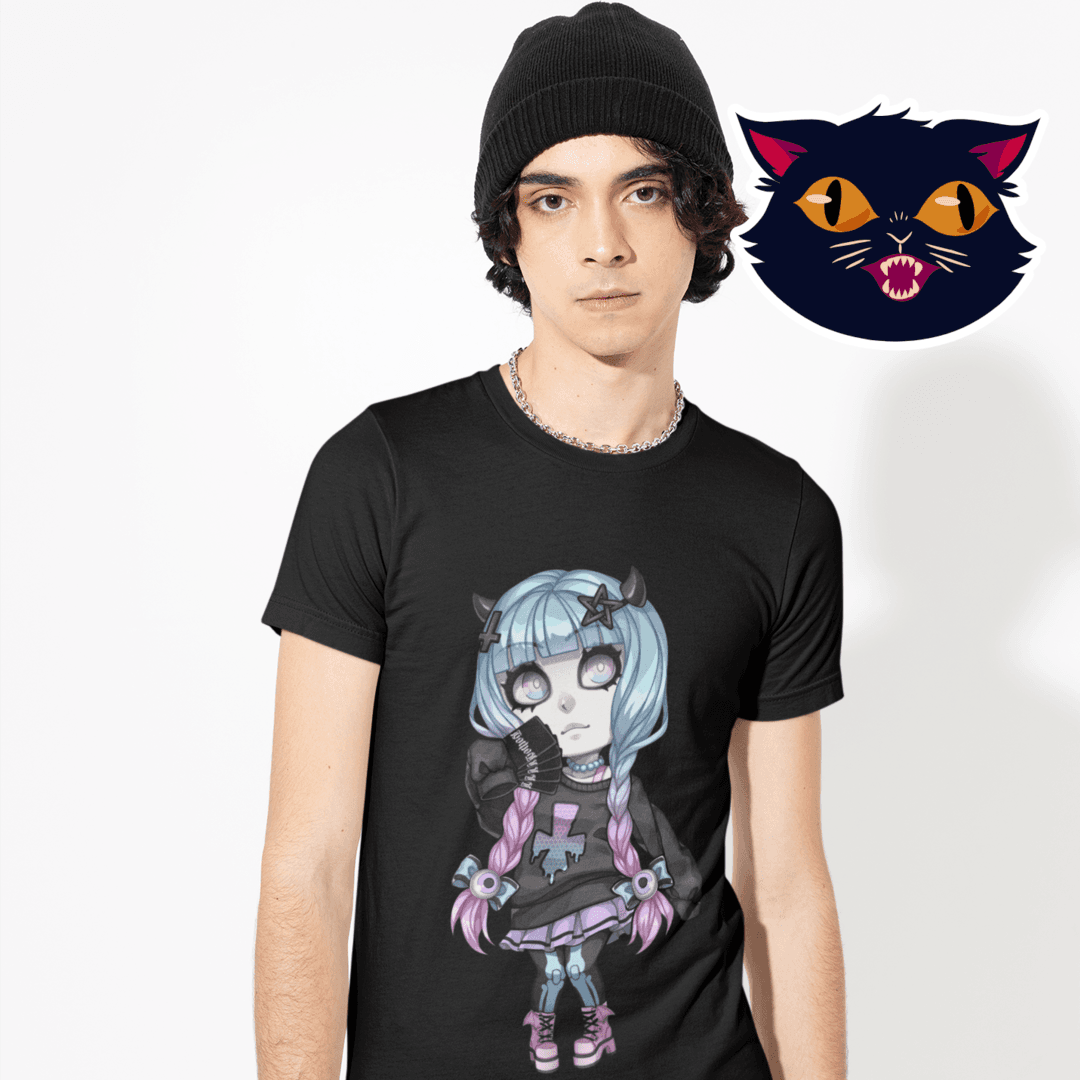 Gothest Pastelgoth Kawaii Anime Chibi Goth Girl Unisex 100% Cotton Tee - Image 3