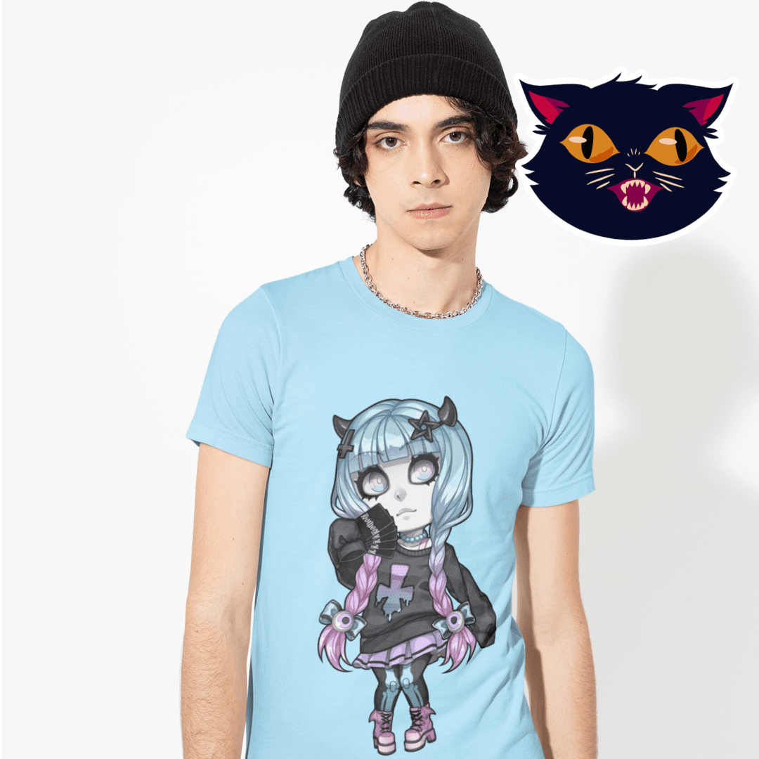Gothest Pastelgoth Kawaii Anime Chibi Goth Girl Unisex 100% Cotton Tee - Image 4
