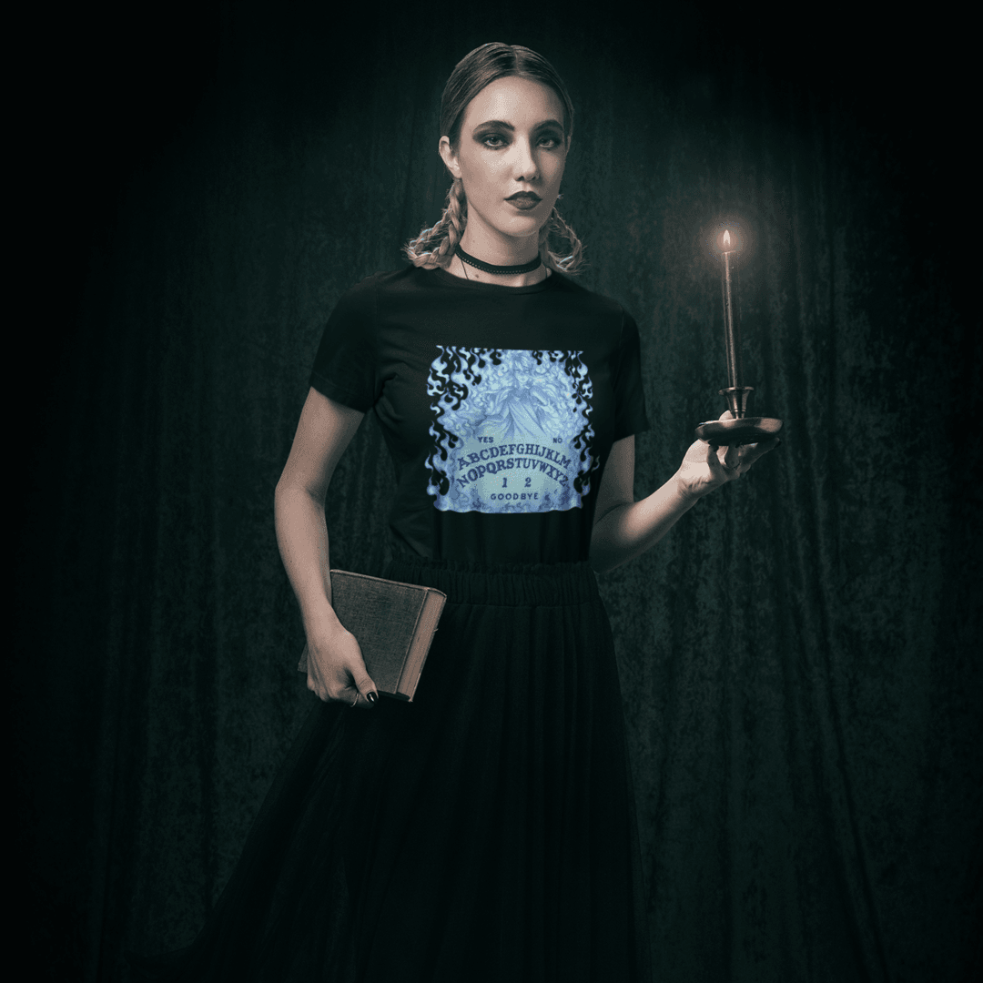 Gothest Spirit Board Mystical Ouija Anime Goth Girl Unisex 100% Cotton Tee - Image 2