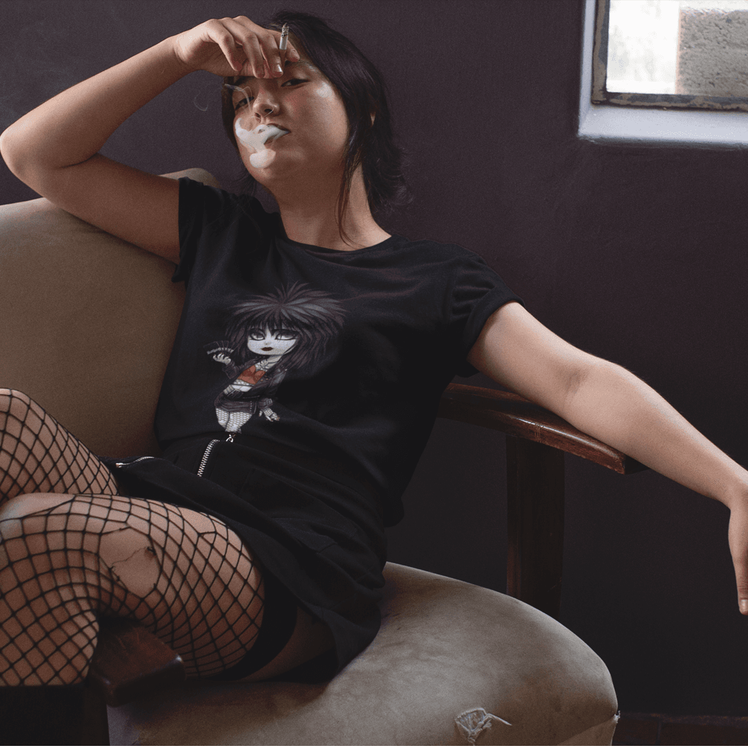 Gothest Tradgoth Kawaii Anime Chibi Goth Girl Unisex 100% Cotton Tee
