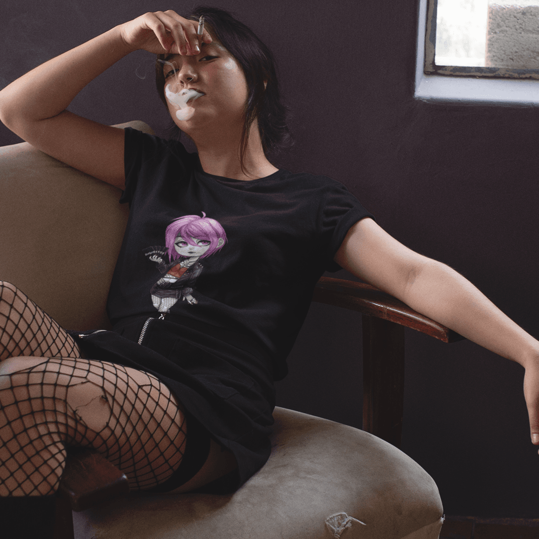Gothest Tradgoth Sadako Kawaii Anime Chibi Goth Girl Unisex 100% Cotton Tee