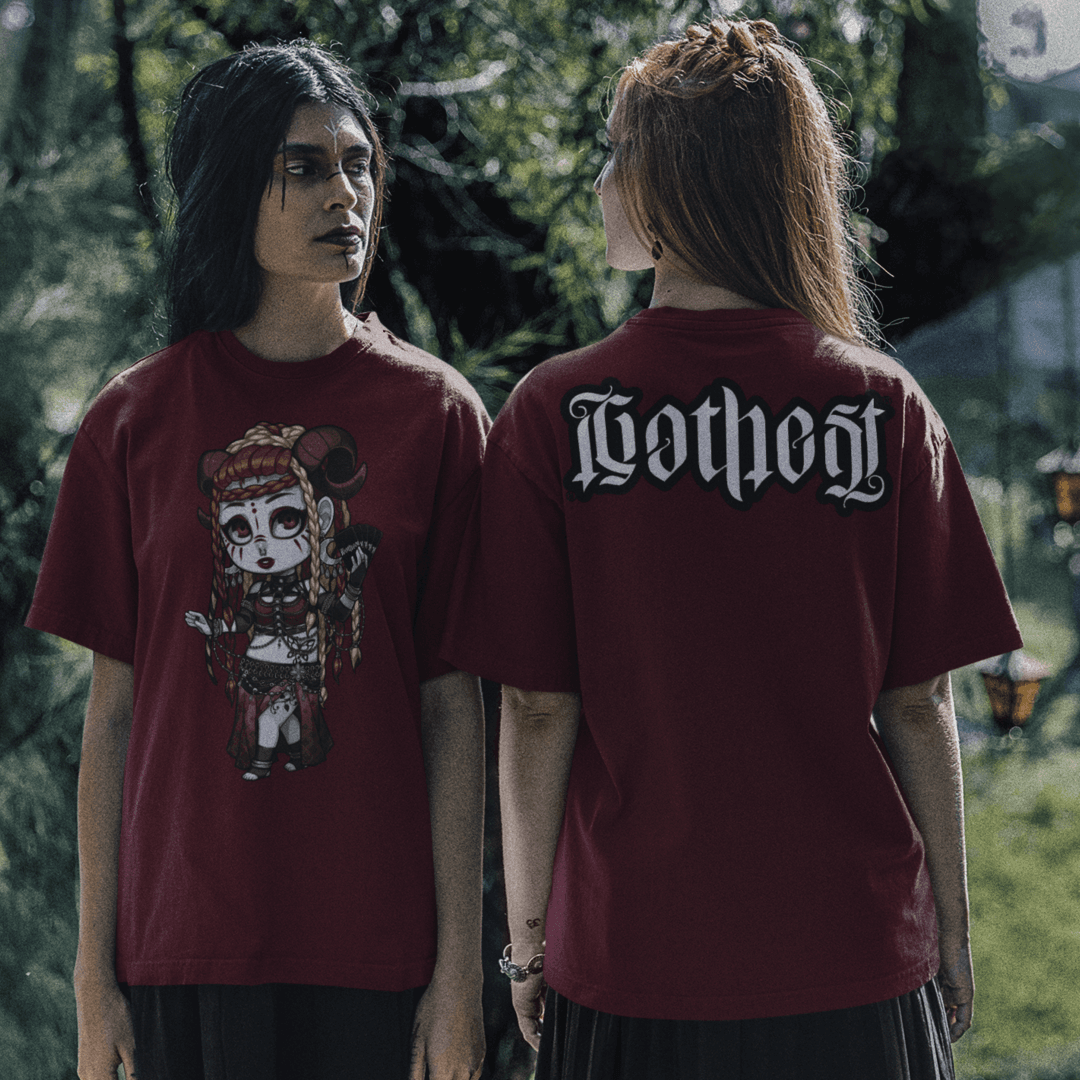 Gothest Tribalgoth Kawaii Anime Chibi Goth Girl Unisex 100% Cotton Tee - Image 4