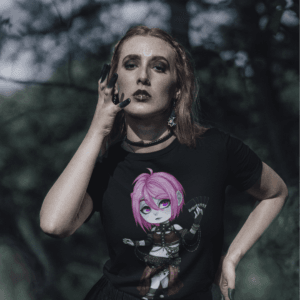 Gothest Tribalgoth Sadako Kawaii Anime Chibi Goth Girl Unisex 100% Cotton Tee