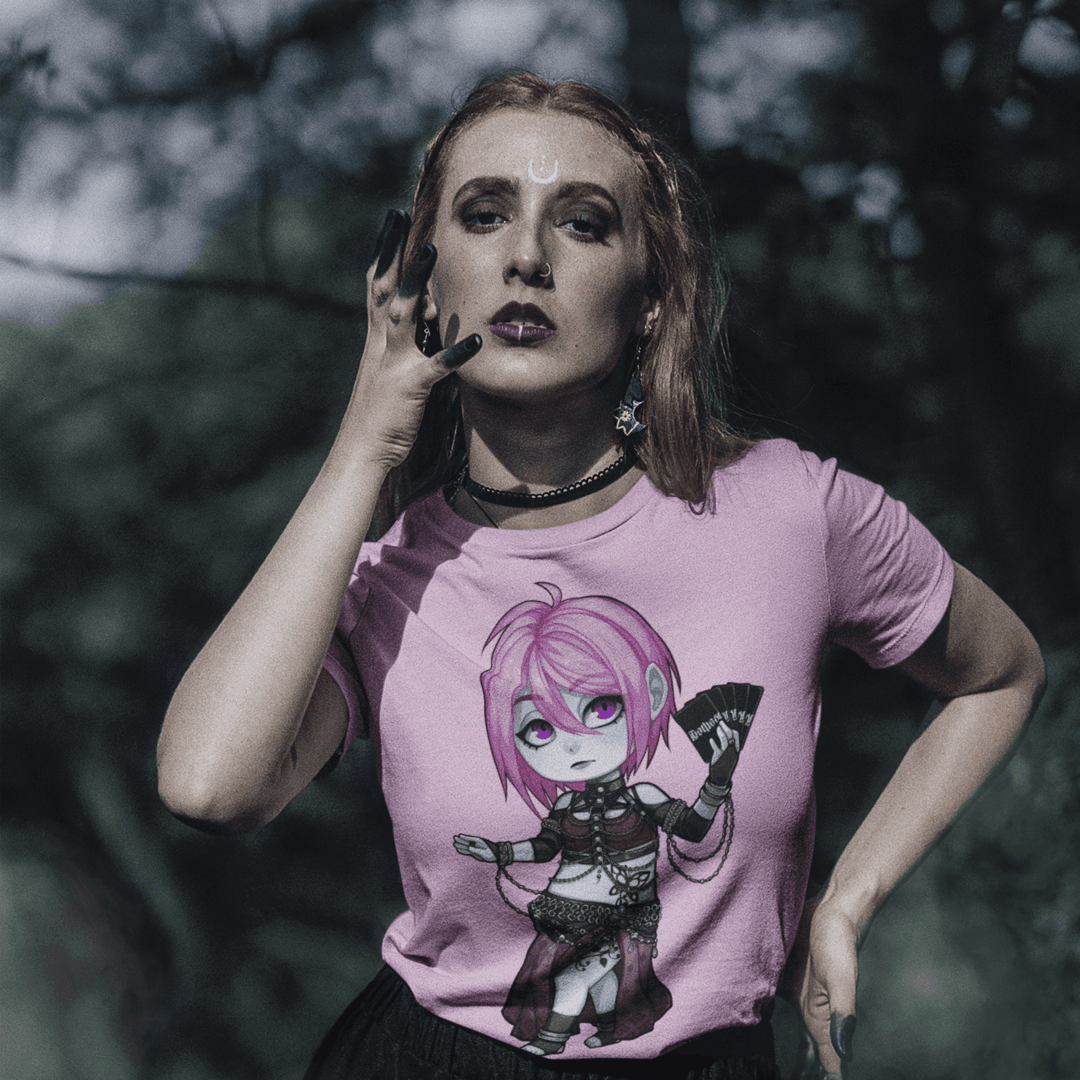 Gothest Tribalgoth Sadako Kawaii Anime Chibi Goth Girl Unisex 100% Cotton Tee - Image 2