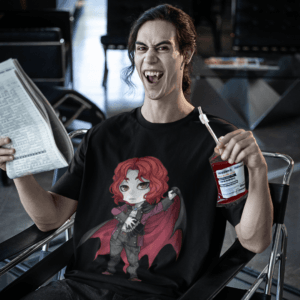 Gothest Vampire Andro Kawaii Anime Chibi Goth Boy Unisex 100% Cotton Tee