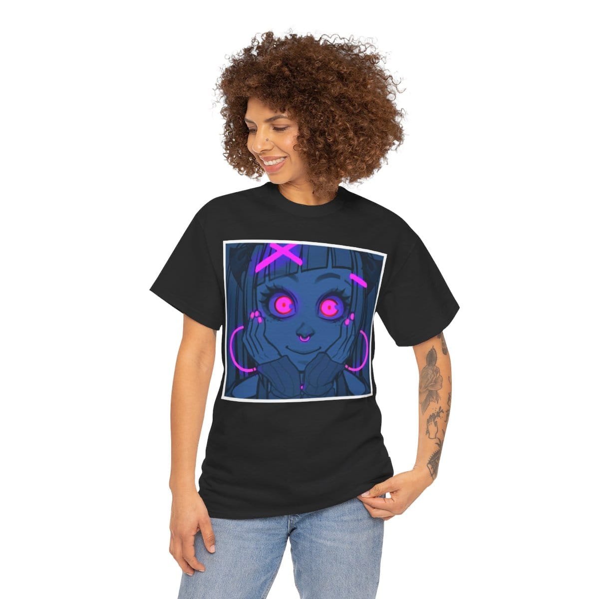 Gothest Goth Card - "UV Contact Lenses" Kawaii Anime Goth Girl Unisex 100% Cotton Tee - Image 11