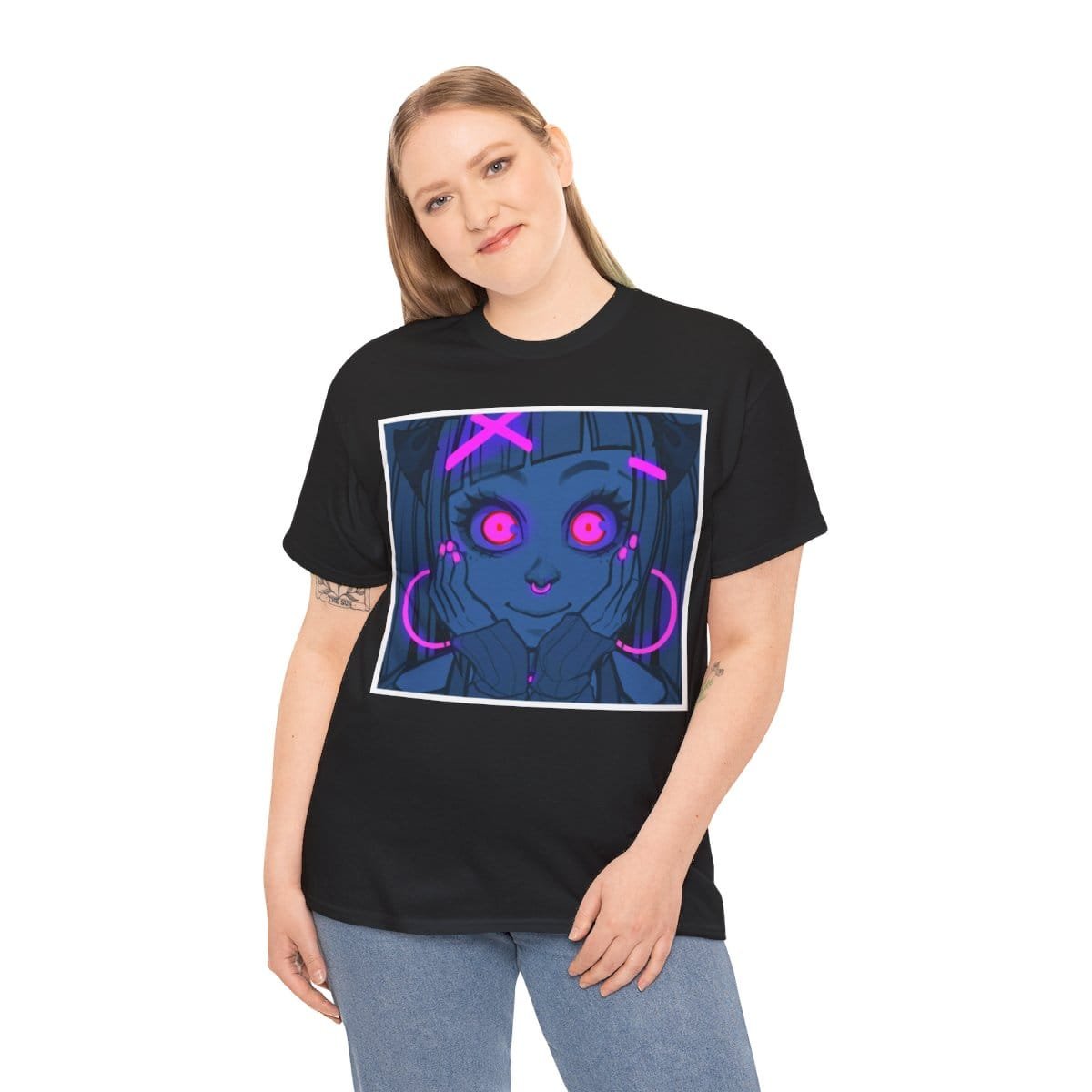Gothest Goth Card - "UV Contact Lenses" Kawaii Anime Goth Girl Unisex 100% Cotton Tee - Image 12