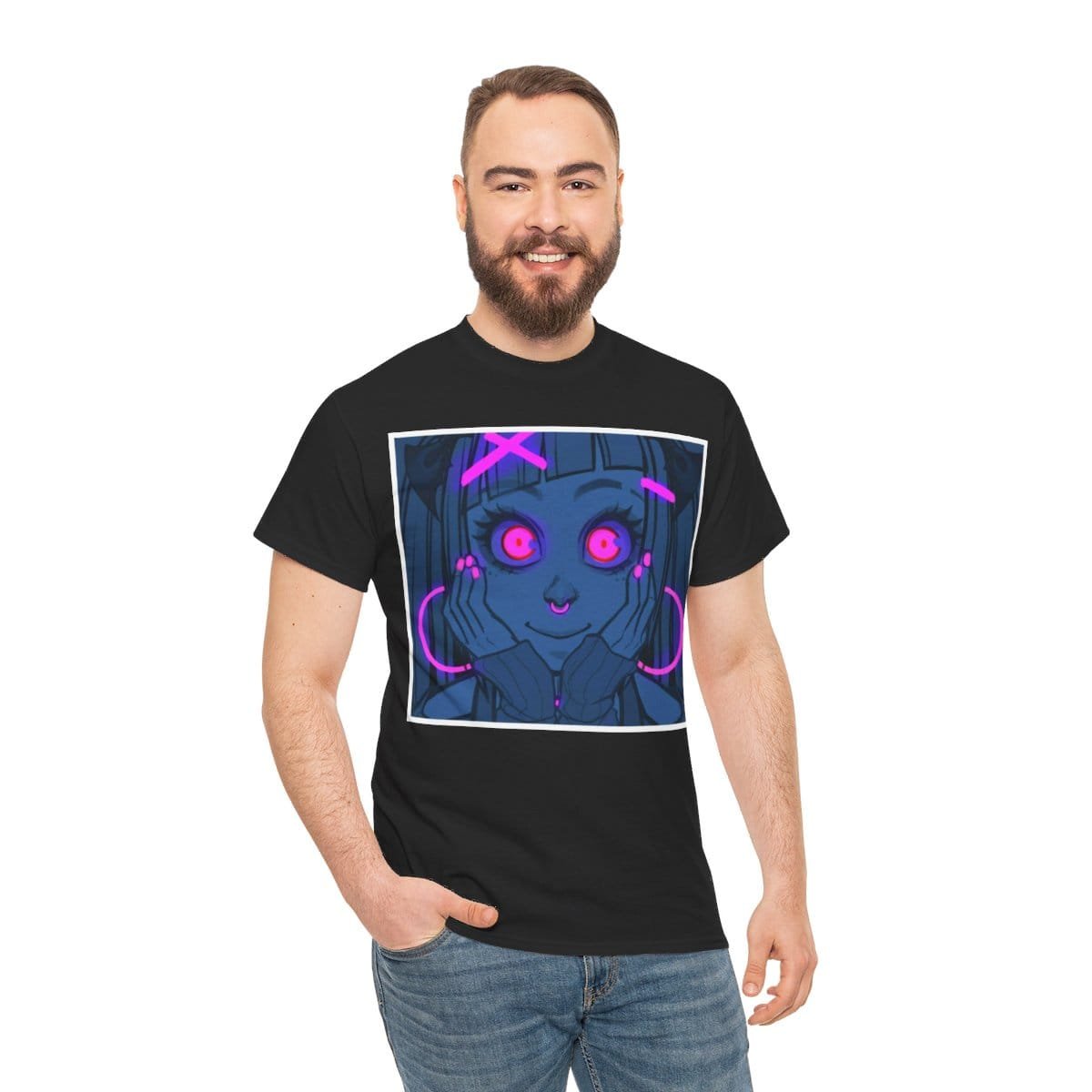 Gothest Goth Card - "UV Contact Lenses" Kawaii Anime Goth Girl Unisex 100% Cotton Tee - Image 13