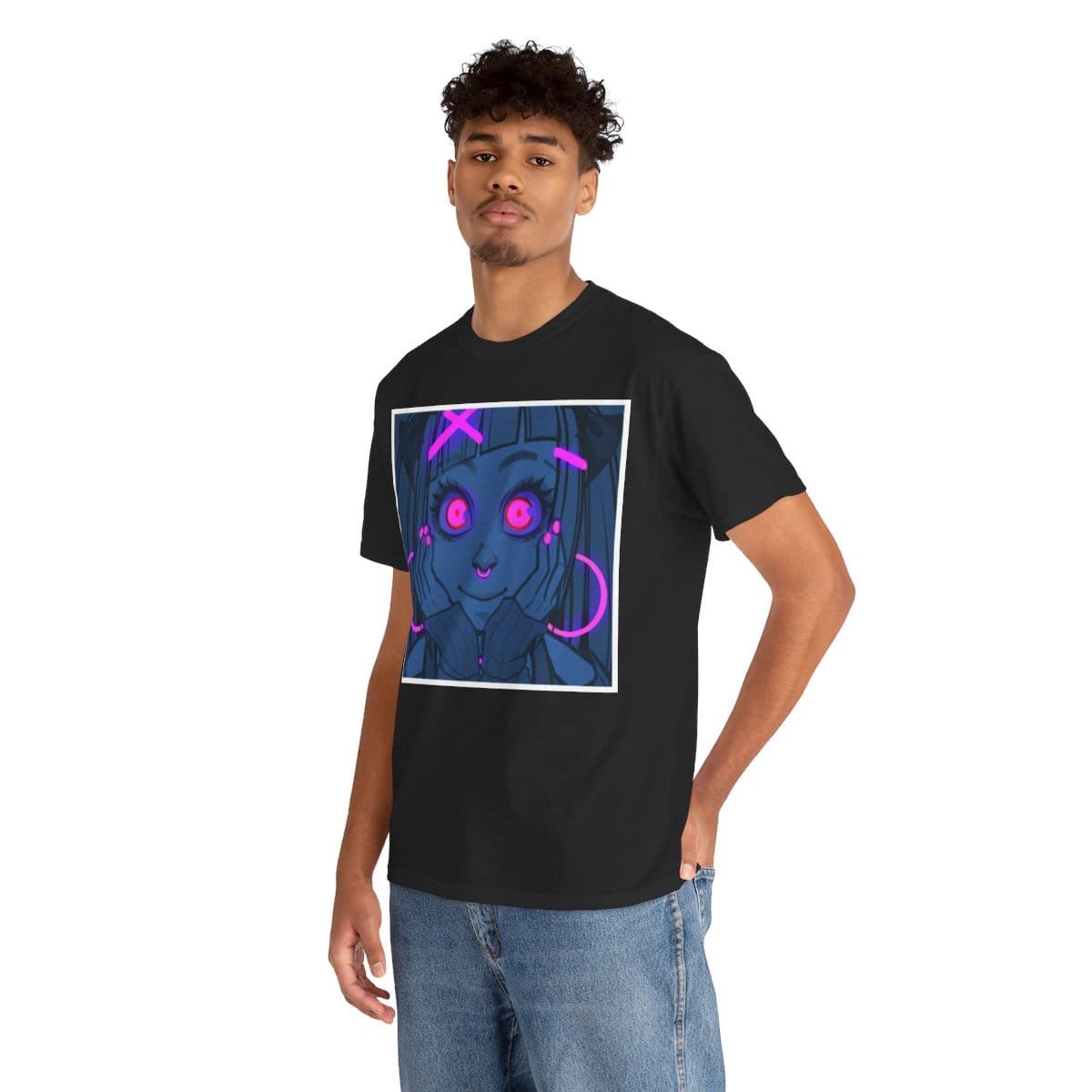 Gothest Goth Card - "UV Contact Lenses" Kawaii Anime Goth Girl Unisex 100% Cotton Tee - Image 14