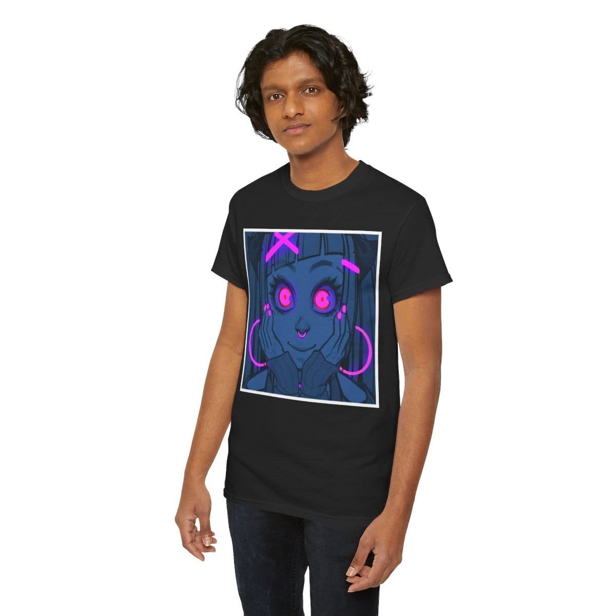 Gothest Goth Card - "UV Contact Lenses" Kawaii Anime Goth Girl Unisex 100% Cotton Tee - Image 19