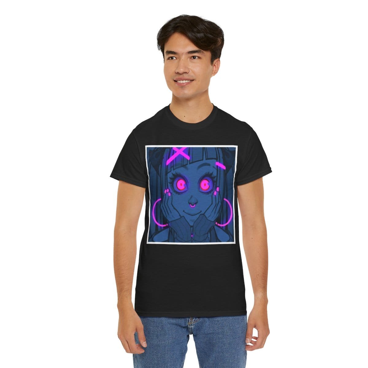 Gothest Goth Card - "UV Contact Lenses" Kawaii Anime Goth Girl Unisex 100% Cotton Tee - Image 21