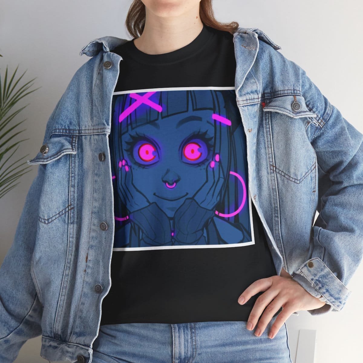 Gothest Goth Card - "UV Contact Lenses" Kawaii Anime Goth Girl Unisex 100% Cotton Tee - Image 23