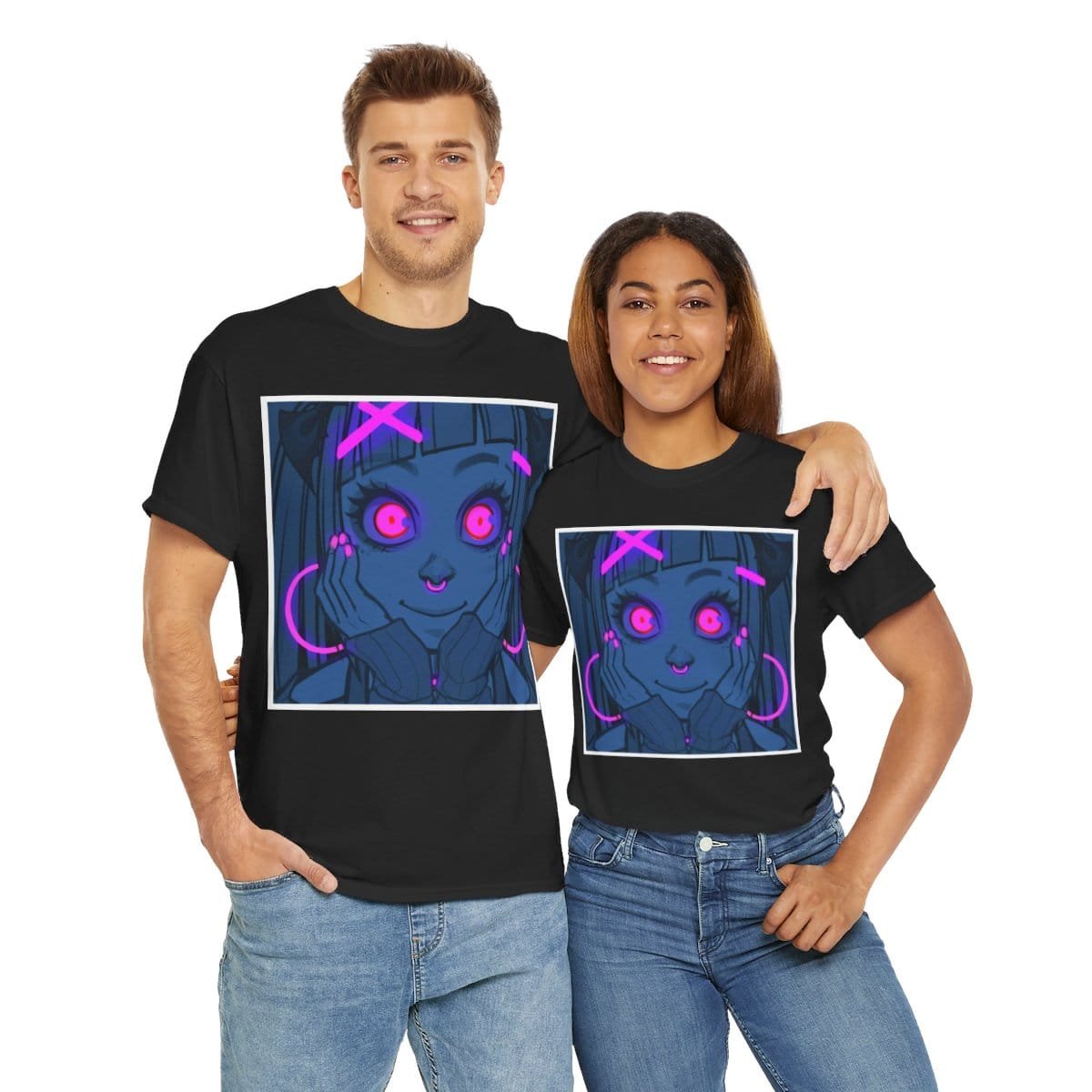 Gothest Goth Card - "UV Contact Lenses" Kawaii Anime Goth Girl Unisex 100% Cotton Tee - Image 24