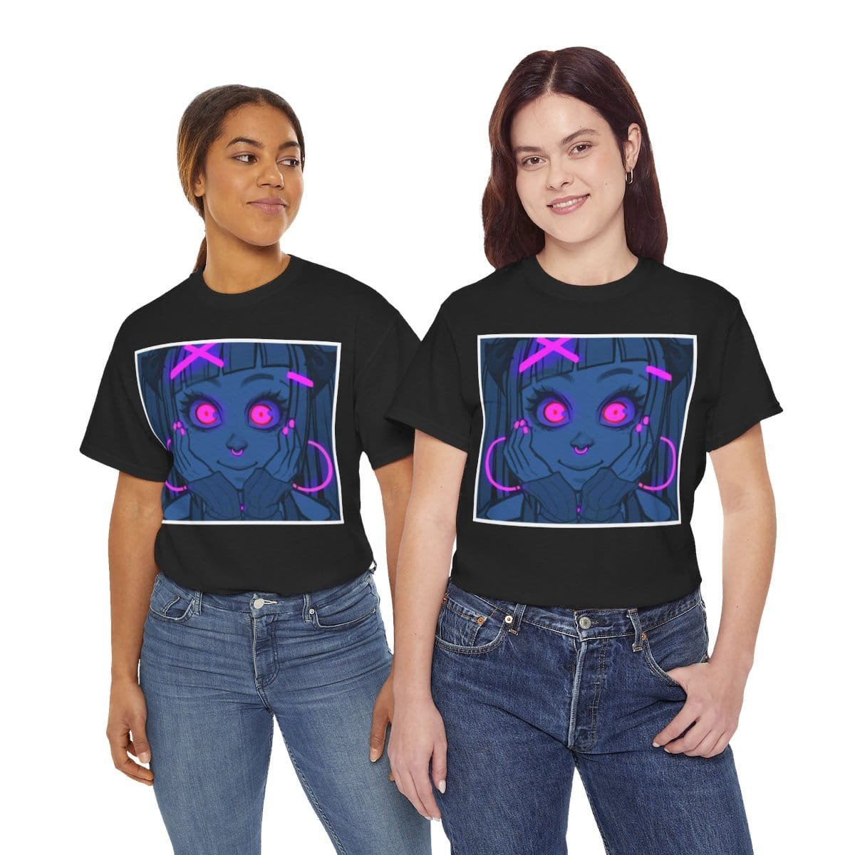 Gothest Goth Card - "UV Contact Lenses" Kawaii Anime Goth Girl Unisex 100% Cotton Tee - Image 25