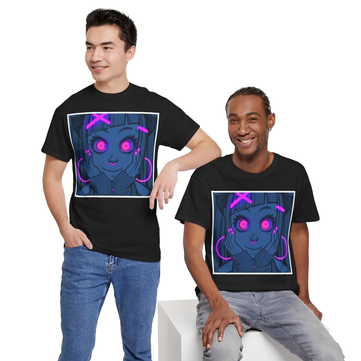 Gothest Goth Card - "UV Contact Lenses" Kawaii Anime Goth Girl Unisex 100% Cotton Tee - Image 26