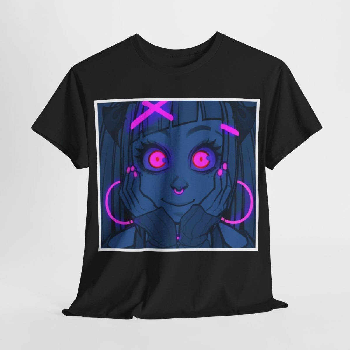 Gothest Goth Card - "UV Contact Lenses" Kawaii Anime Goth Girl Unisex 100% Cotton Tee - Image 6