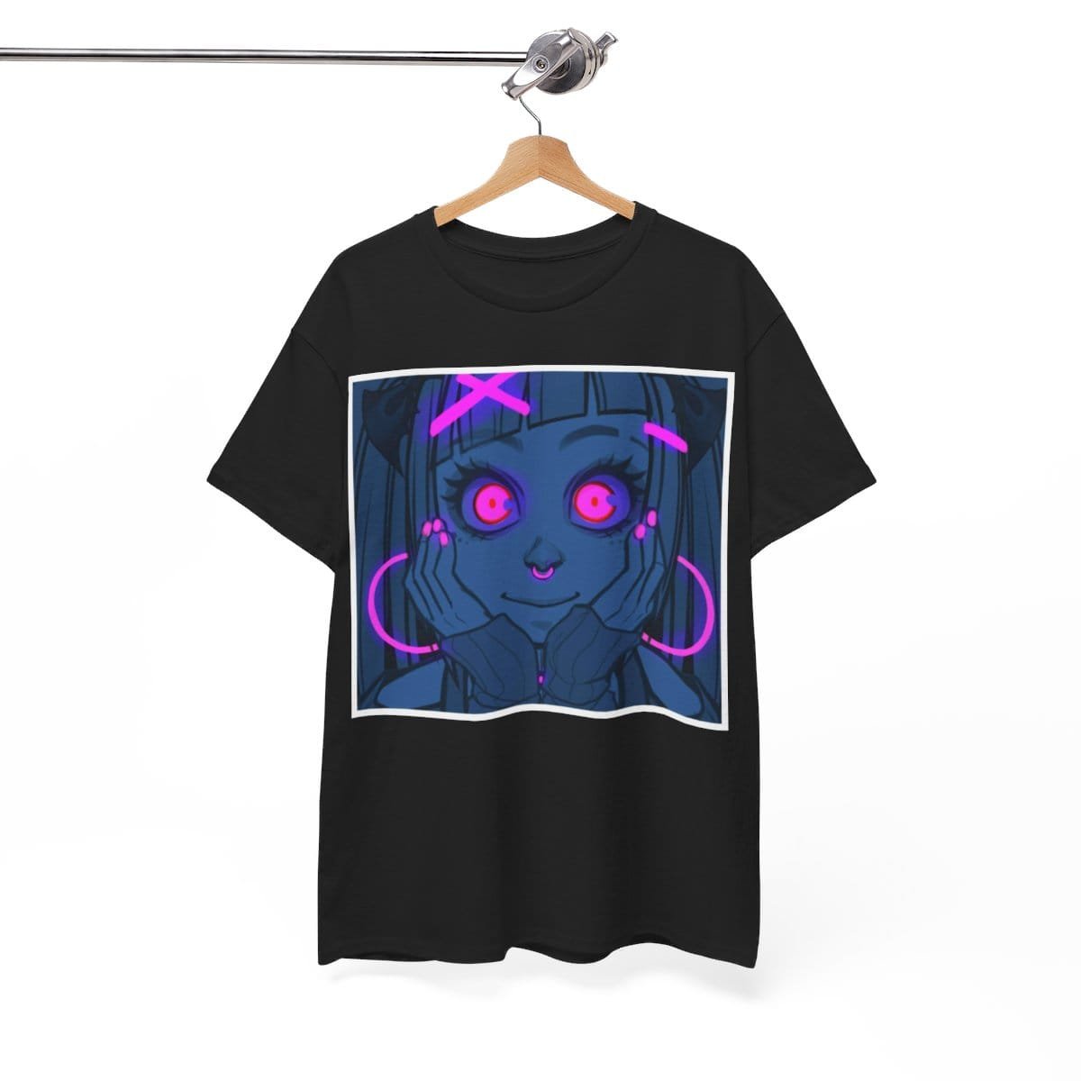 Gothest Goth Card - "UV Contact Lenses" Kawaii Anime Goth Girl Unisex 100% Cotton Tee - Image 7