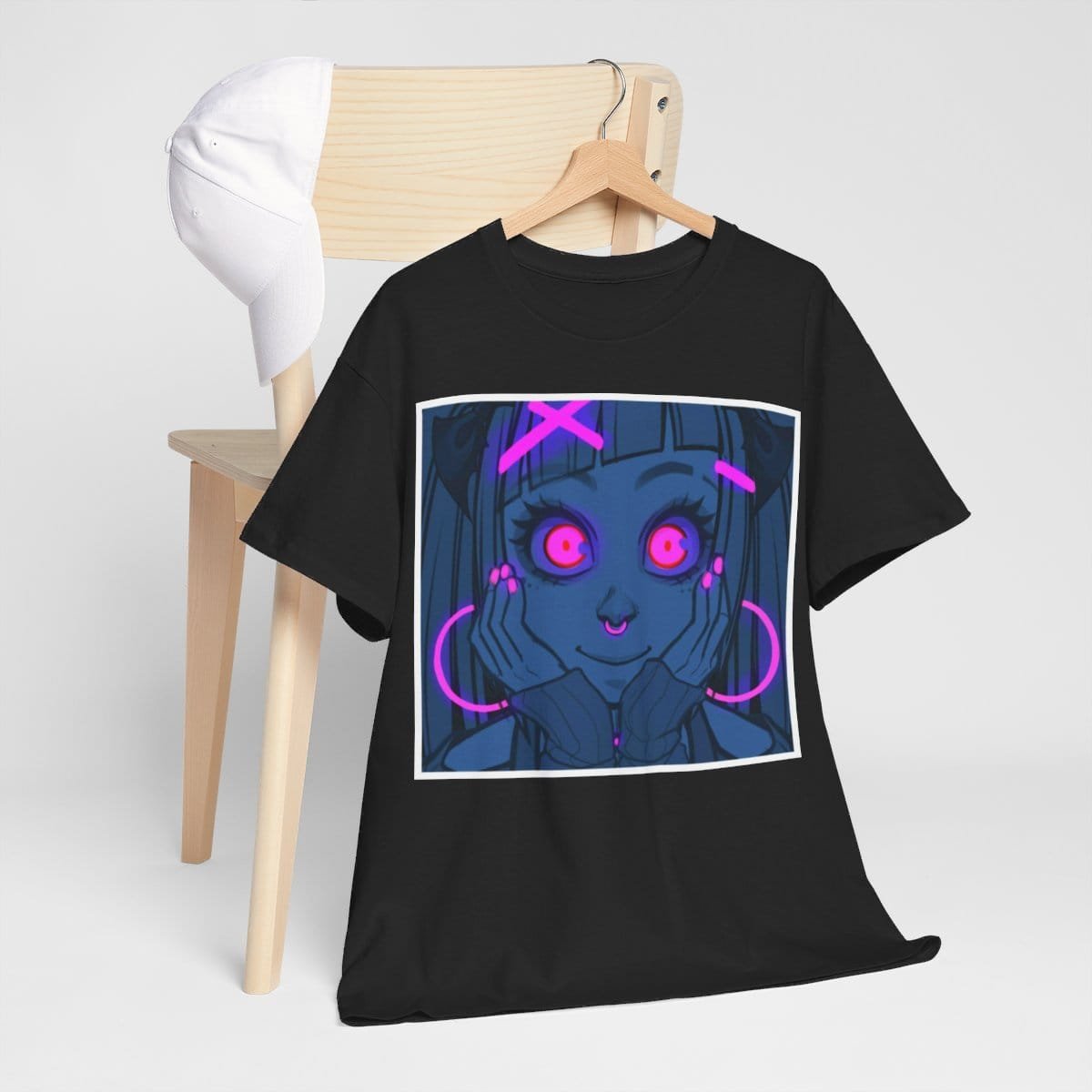 Gothest Goth Card - "UV Contact Lenses" Kawaii Anime Goth Girl Unisex 100% Cotton Tee - Image 8